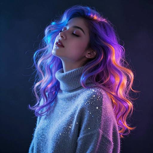 Neon Glow Woman in Mystical Light