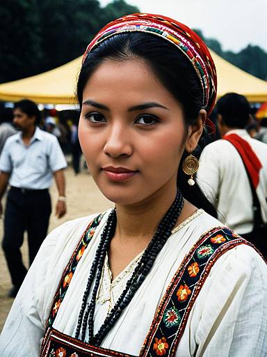 Woman in Traditional Dress at Cultural Festival