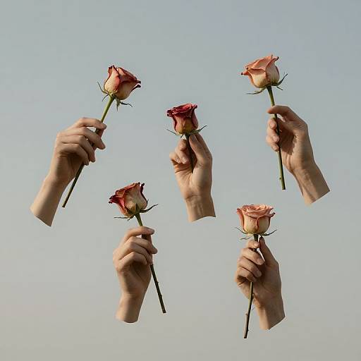 Floating Hands Tending Withering Roses