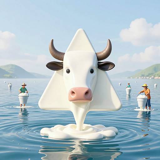 Surreal Triangular Cow and Milk