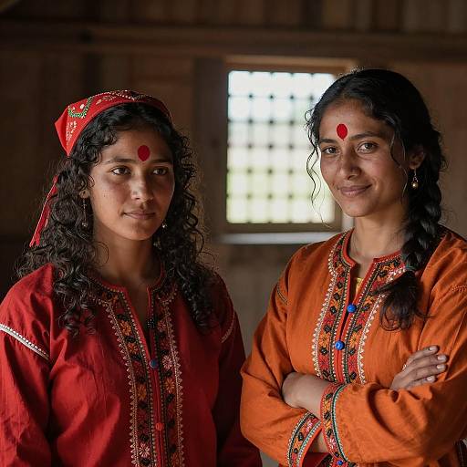 Cultural Portrait of Two Women in Tradition