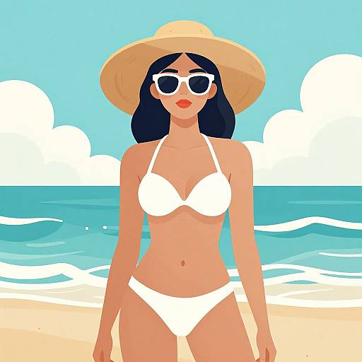Confident Summer Beach Girl Illustration