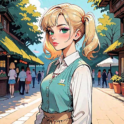 Anime Girl Hitchhiking in Spring