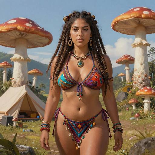 Vivid Colombian Hippie Woman in Nature