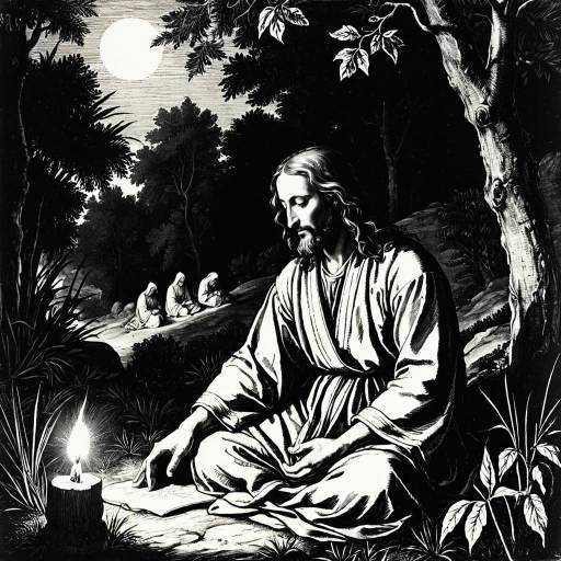 Jesus in the Garden of Gethsemane Etching
