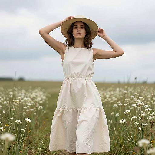 Elegant Woman in Natural Field Setting