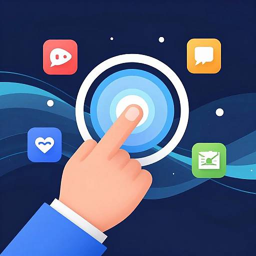 Cartoon Hand Touching Digital Interface