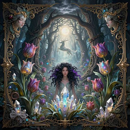 Mystical Forest Portal with Fantasy Girl