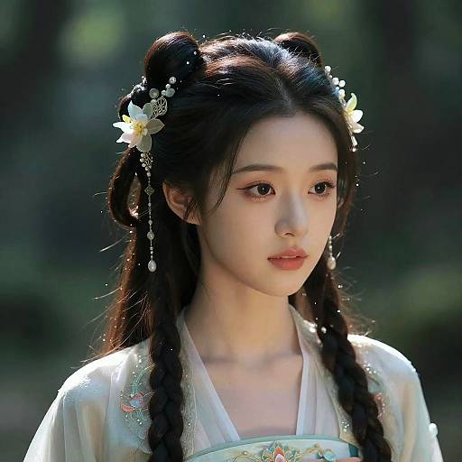 Elegant Twin Tails in Mystical Forest