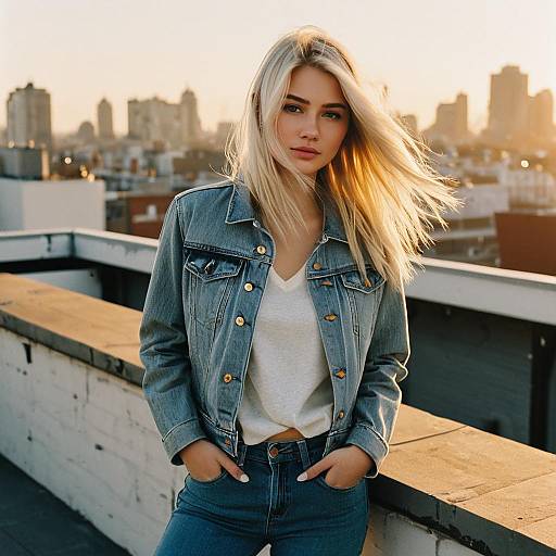 Platinum Blonde Fashion Rooftop Shoot