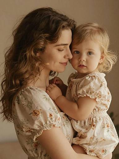 Tender Golden-Hour Mother and Daughter Portrait