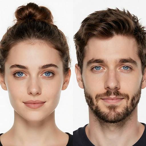 Close-Up Portrait of Blue-Eyed Couple