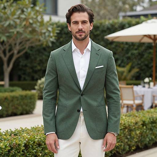 Stylish Man in Elegant Garden Setting