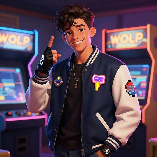 Nostalgic Arcade Champion Teen Portrait