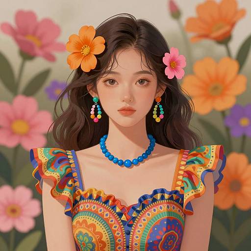 Vibrant Young Woman in Floral Delight