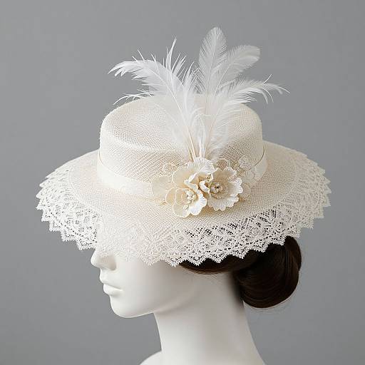 Elegant Ivory Bridal Hat with Lace