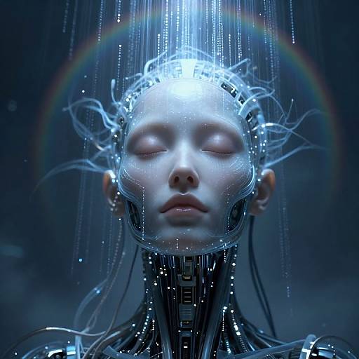 Serene Cybernetic Transcendence Closeup