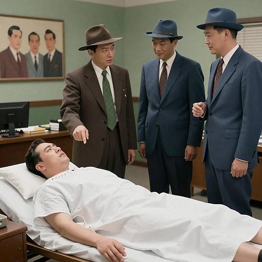 1940s Office Scene with Four Men