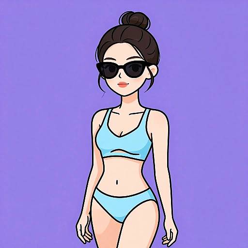 Sporty Chic Woman in Pastel Swimwear