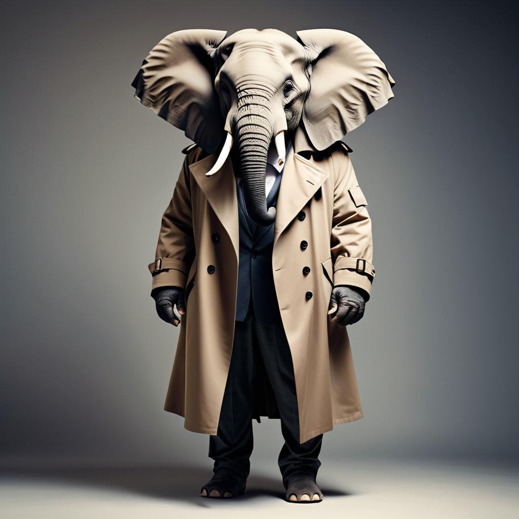 Elegant Elephant in Stylish Trench Coat