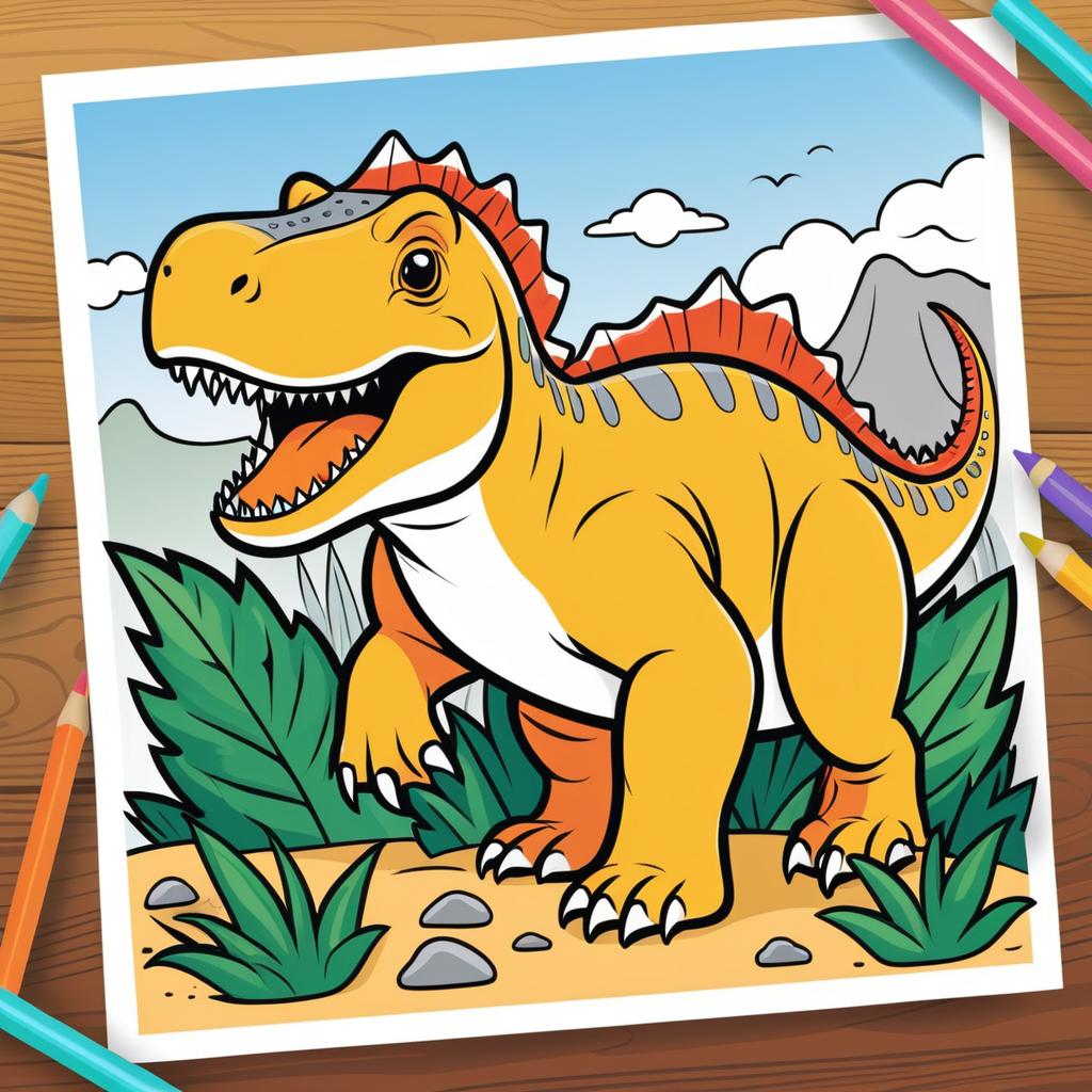 Cute Coloring Page of Carcharodontosaurus