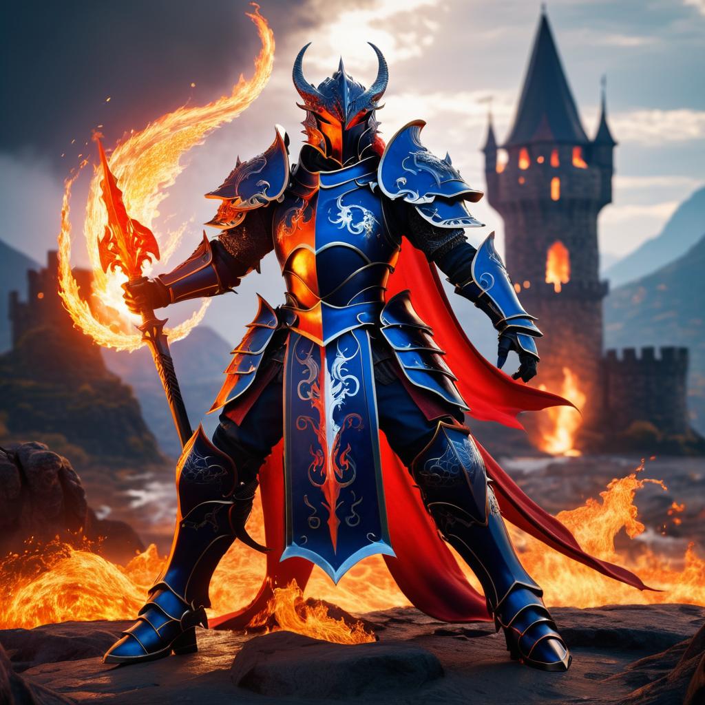 Epic Dragon Knight in Fiery Armor