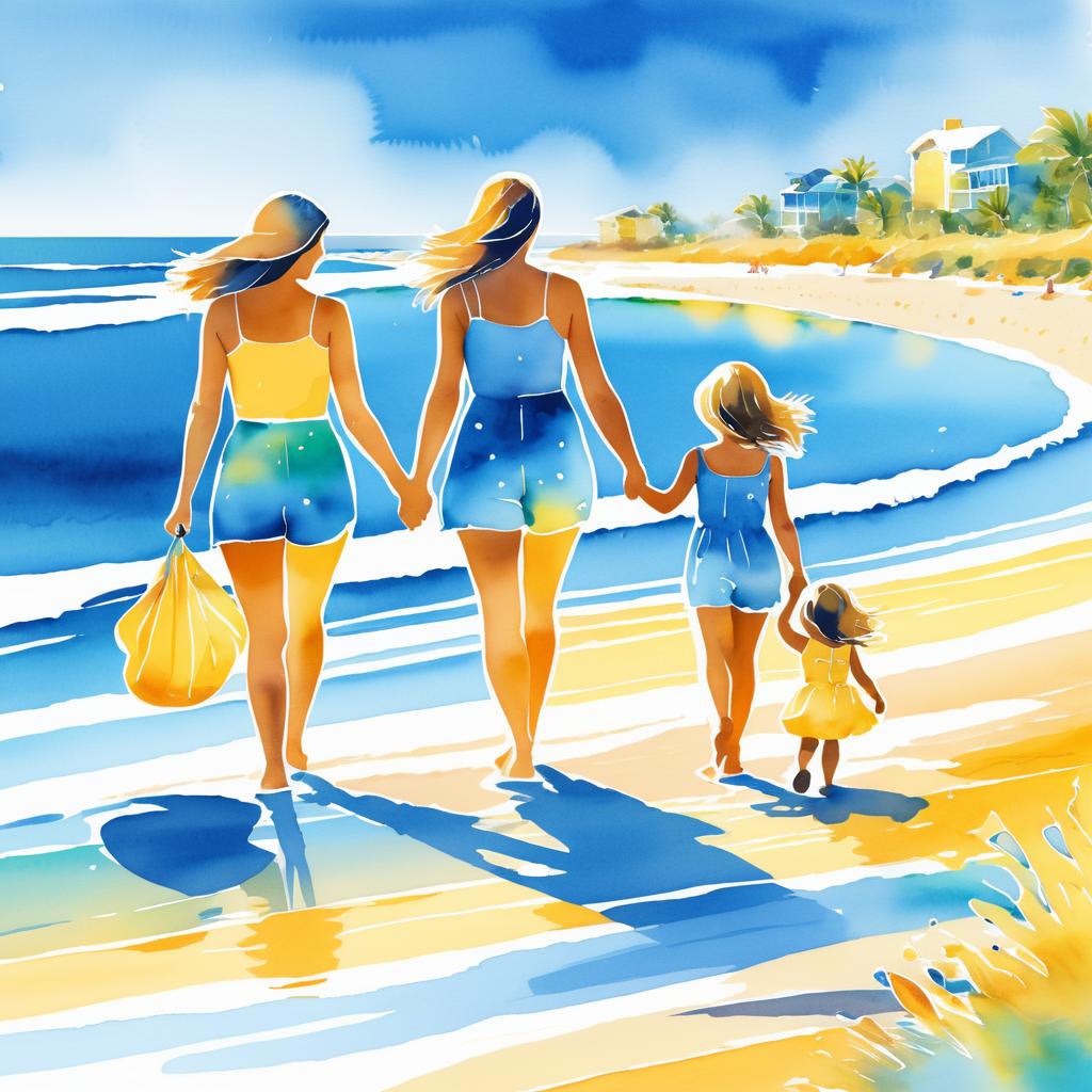 Vibrant Family Beach Day Illustration