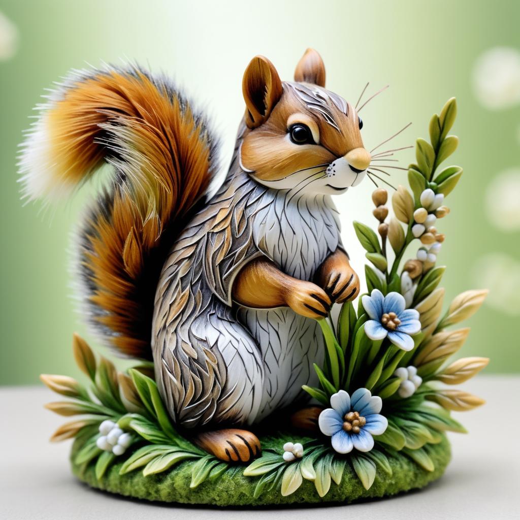 Squirrel with a Bouquet in Detail