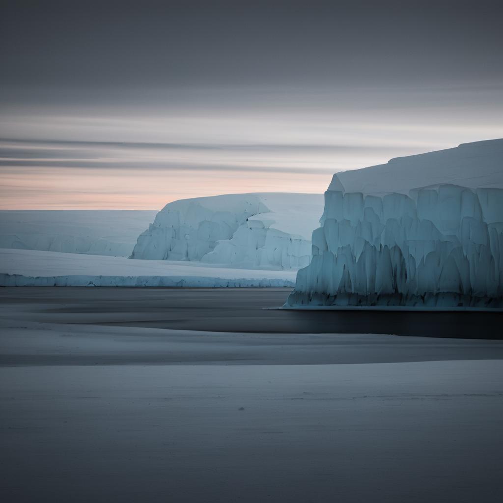 Moody Polar Ice Caps at Dusk