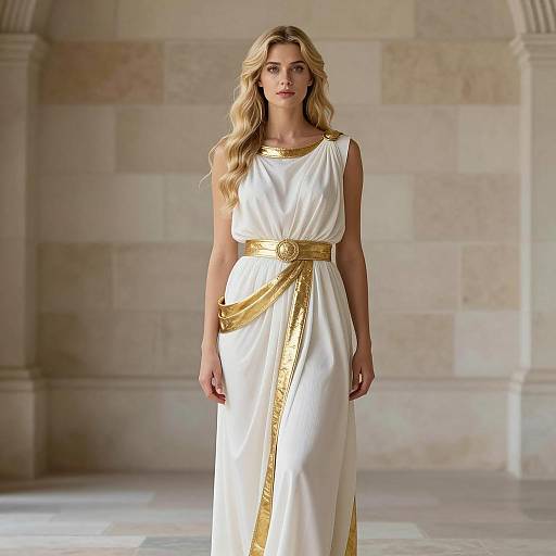 Woman in Ancient Greek-Inspired Diana Goddess Costume