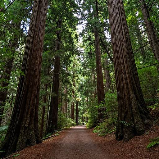 Wide-Angle Redwood Forest Path