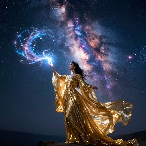 Majestic Sorceress Beneath Milky Way