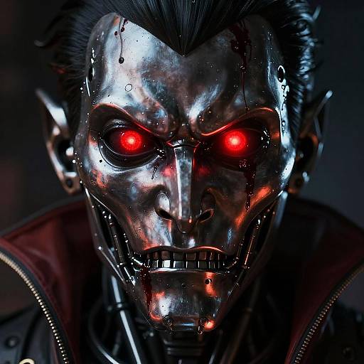 Close-Up Vampire Robot Face