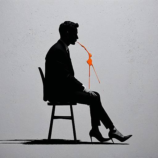 Minimalist Silhouette: Man in Orange Heels