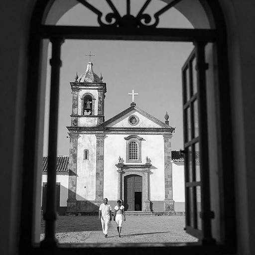 Colonial Church View Through Window
