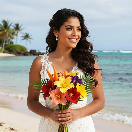 Latina Bride with Tropical Bouquet