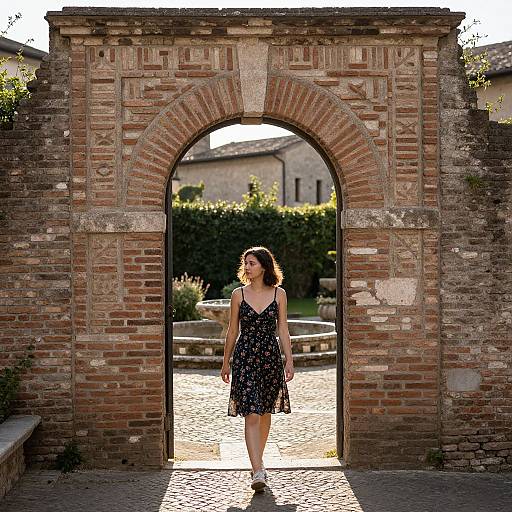 Historic Brick Archway with Woman