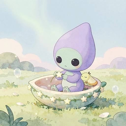 Whimsical Alien Weaving Star Garland