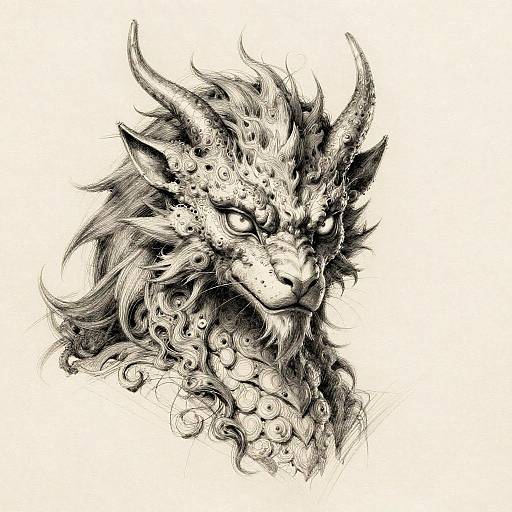 AI Sketch of Mythical Creature Portrait