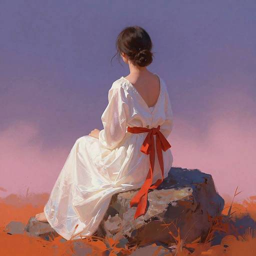 Dreamy Woman on Rock Painting