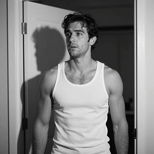 Striking Black-and-White Portrait in Shadow