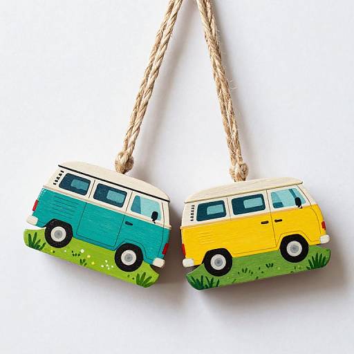 Hand-Painted Camper Van Wooden Pegs