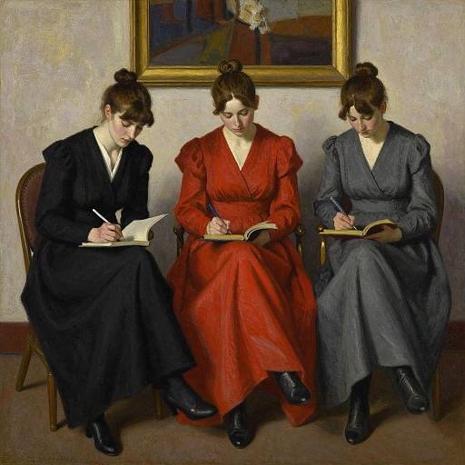 Three Women Writing in Harmony