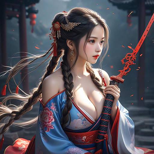 Masterpiece Chinese Girl with Weapon