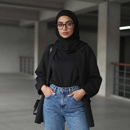 Young Woman in Modern Urban Setting