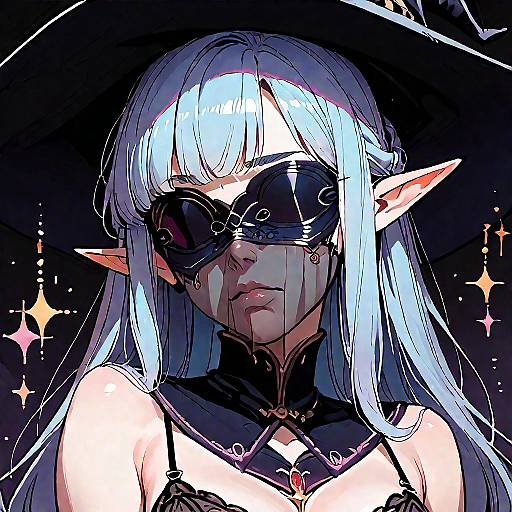 Anime Witch with Blindfold and Pointy Ears