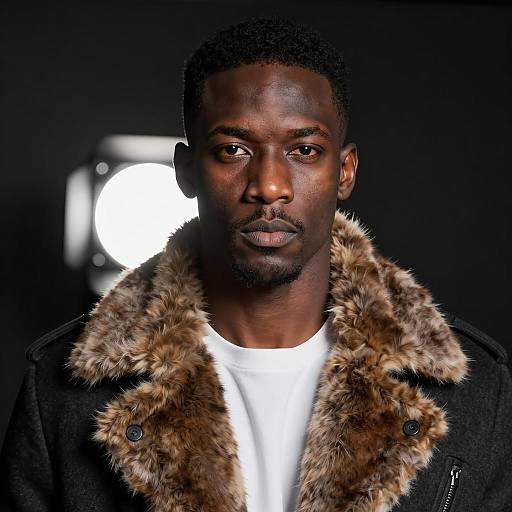 Serious Black Man in Dark Setting