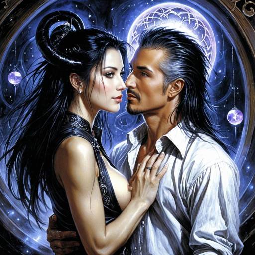 Fantasy Embrace of Witch and Devil Man
