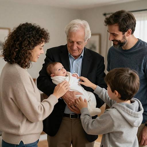 Cozy Multigenerational Family Baby Portrait