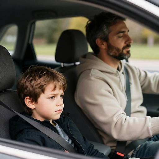 Emotional Drive: Man and Boy in Car